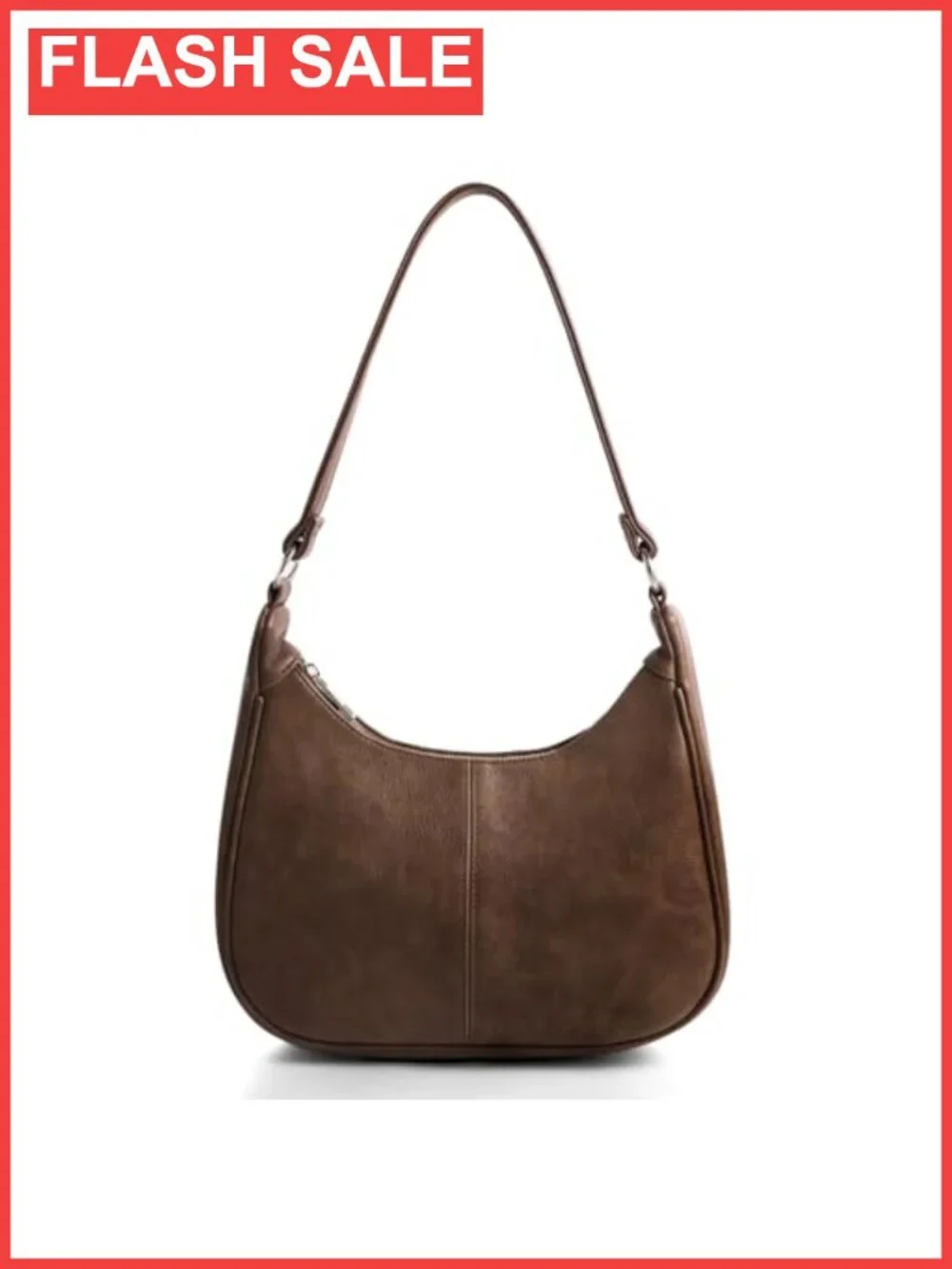 Vegan Leather Hobo Shoulder Bag Small Crescent Purse with Zip Pocket